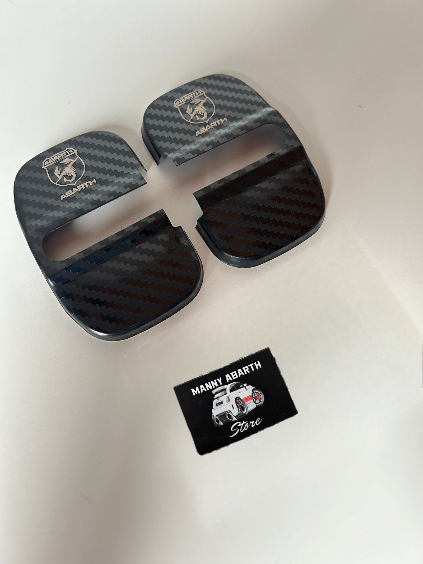 Paar Türschlossabdeckungen in Carbonoptik für Fiat 500 Abarth – 595 – 695 – Fiat 500
