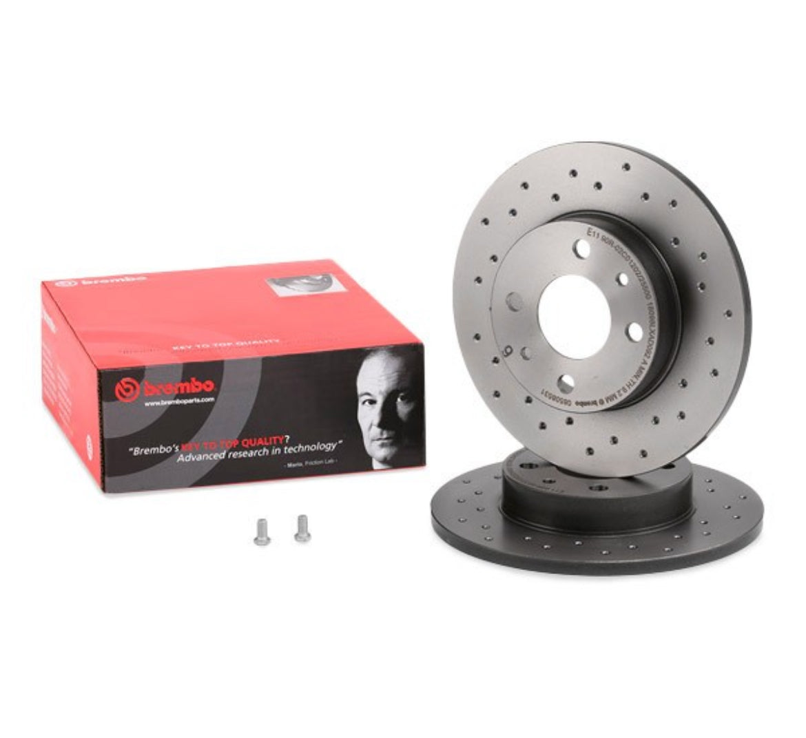 Set of 2 original Brembo rear perforated discs 240mm for Abarth 500 - 595 - 695