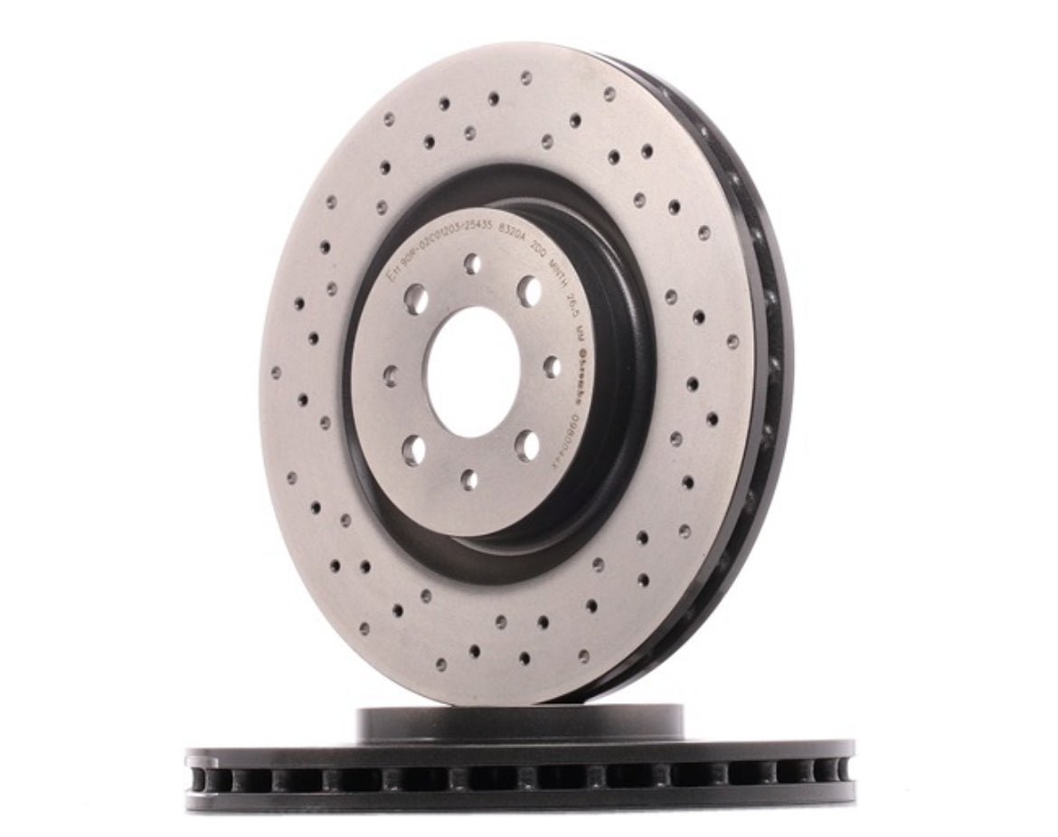 Set of 2 original Brembo perforated discs for 305 mm system for Abarth 500 - 595 - 695