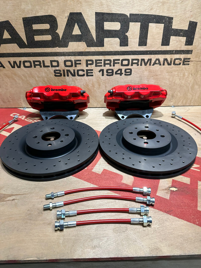 Braking System for Abarth 595/695/500 Brembo 305 4 piston Red Calipers