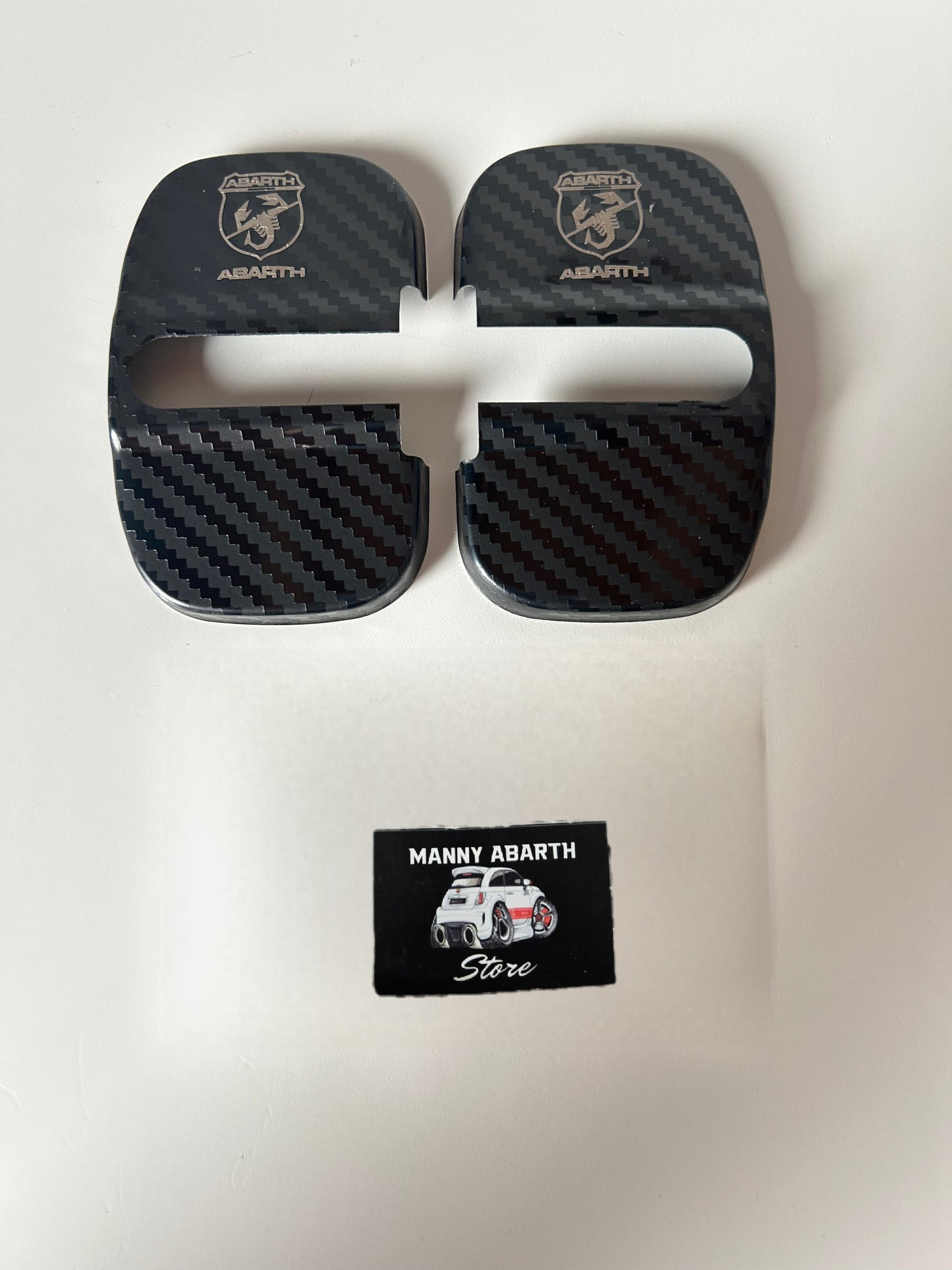 Paar Türschlossabdeckungen in Carbonoptik für Fiat 500 Abarth – 595 – 695 – Fiat 500
