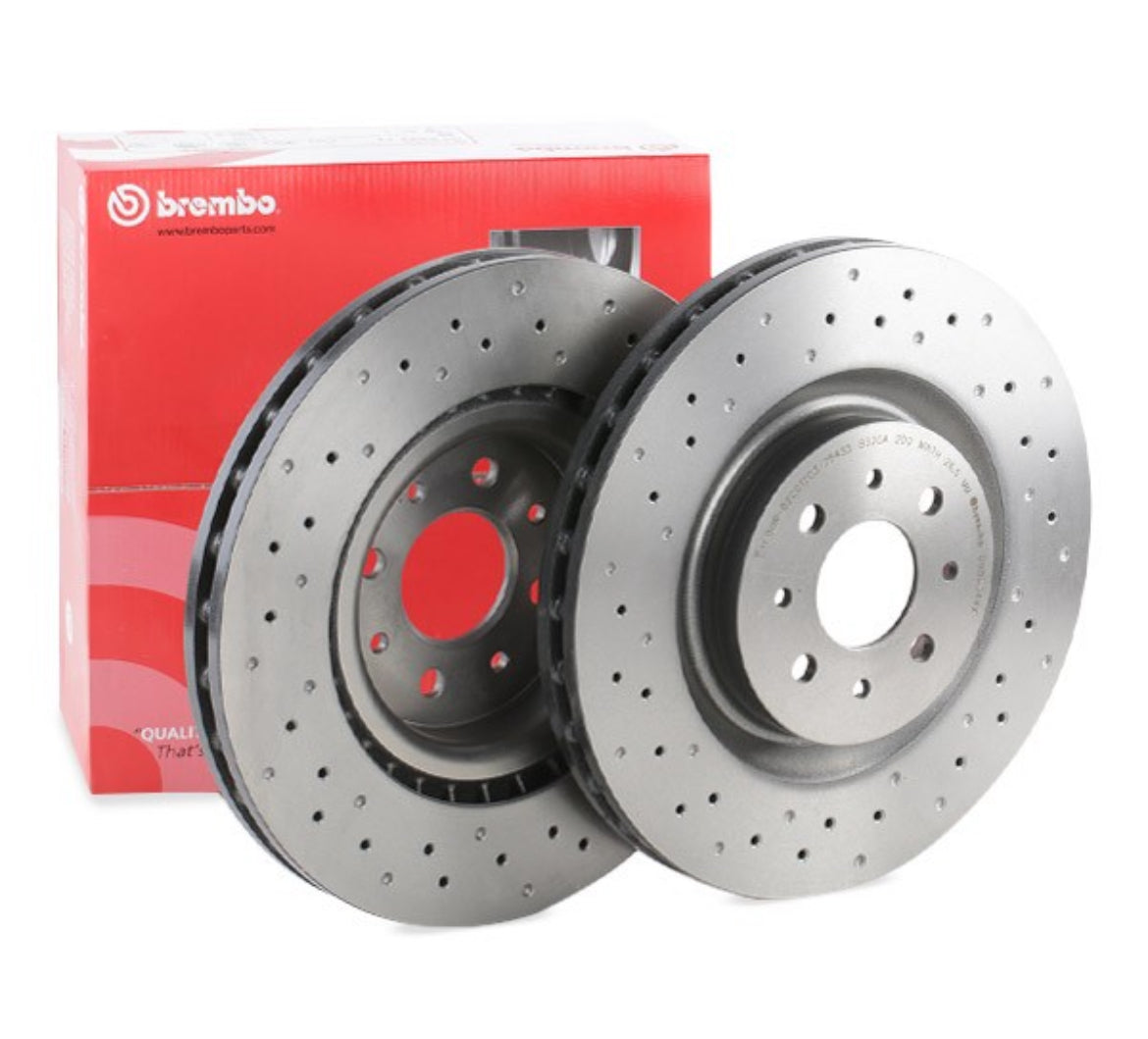 Set of 2 original Brembo perforated discs for 305 mm system for Abarth 500 - 595 - 695