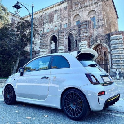 Adjustable rear spoiler wing Abarth 500 595 installation over the original