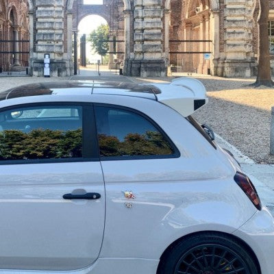Adjustable rear spoiler wing Abarth 500 595 installation over the original