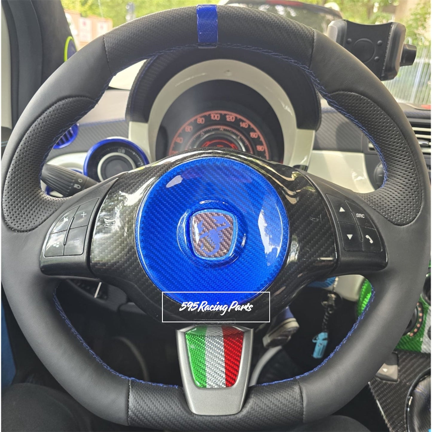 Cover Volante Airbag in CARBONIO VERO Fiat 500 Abarth - 595 - 695 - Fiat 500 - in diverse finiture