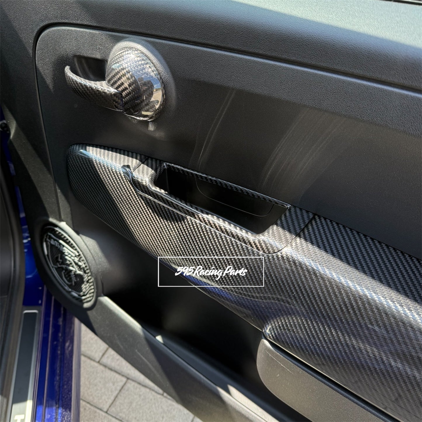 Coppia Cover interno portiera in VERO CARBONIO Fiat 500 Abarth - 595 - 695