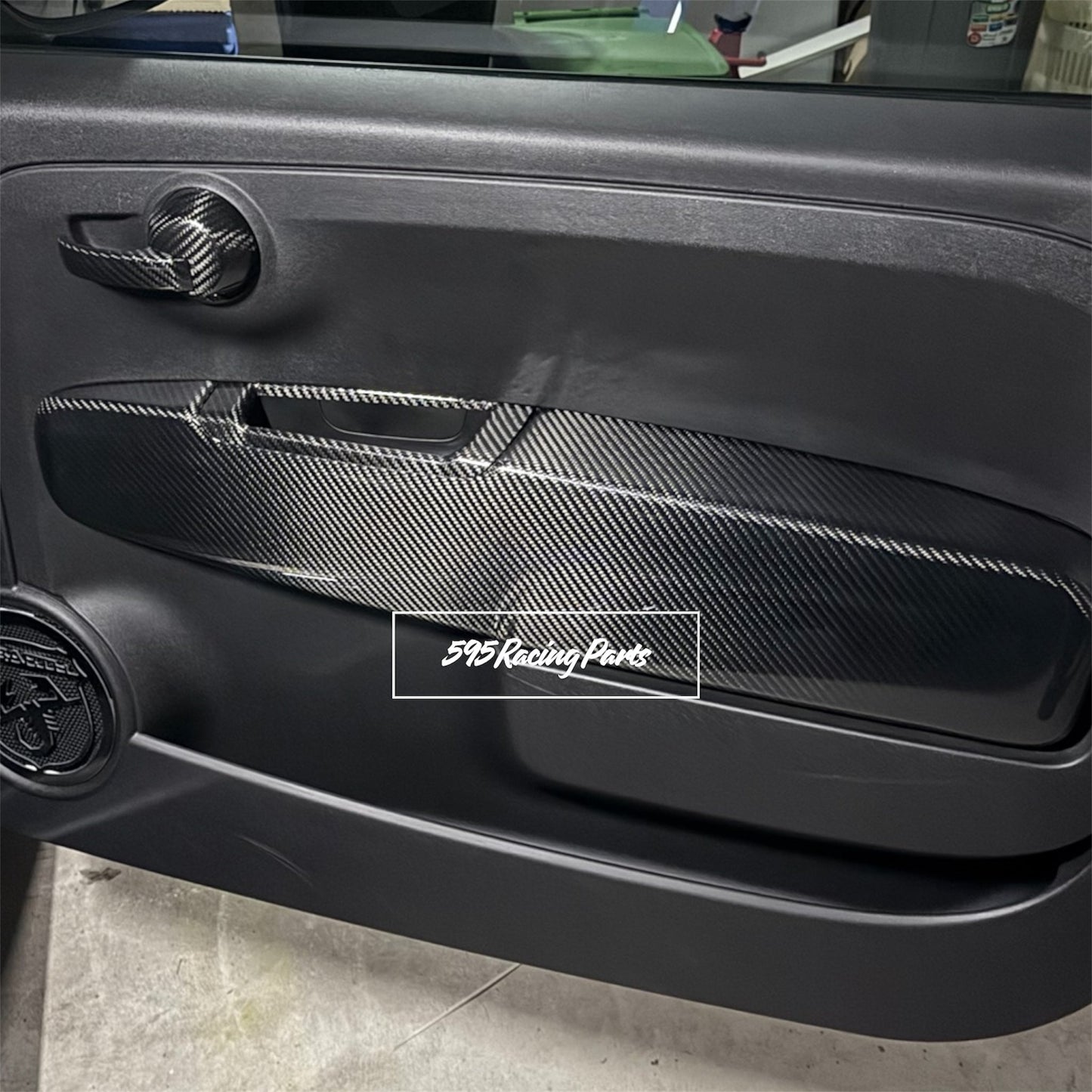Coppia Cover interno portiera in VERO CARBONIO Fiat 500 Abarth - 595 - 695