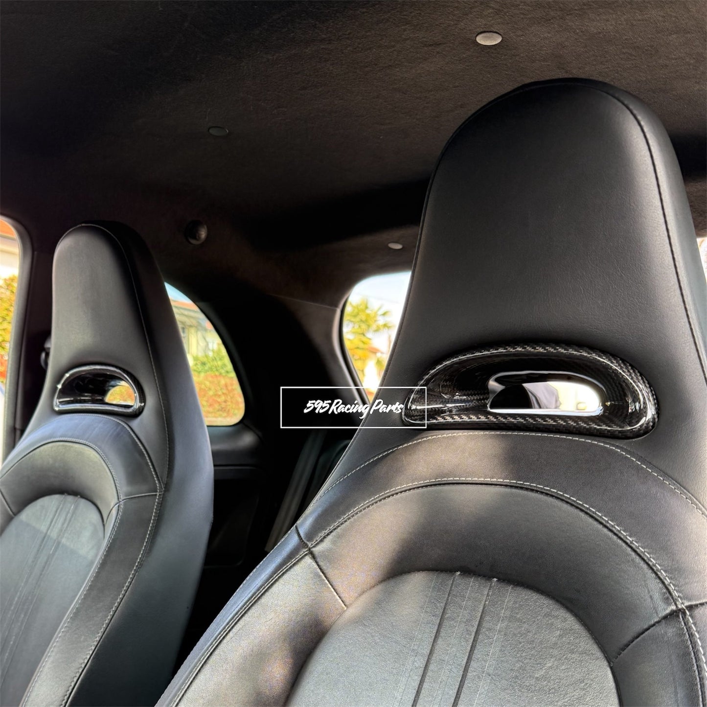 Coppia di copri passanti cinture di sicurezza in VERO CARBONIO per Fiat 500 Abarth - 595 - 695