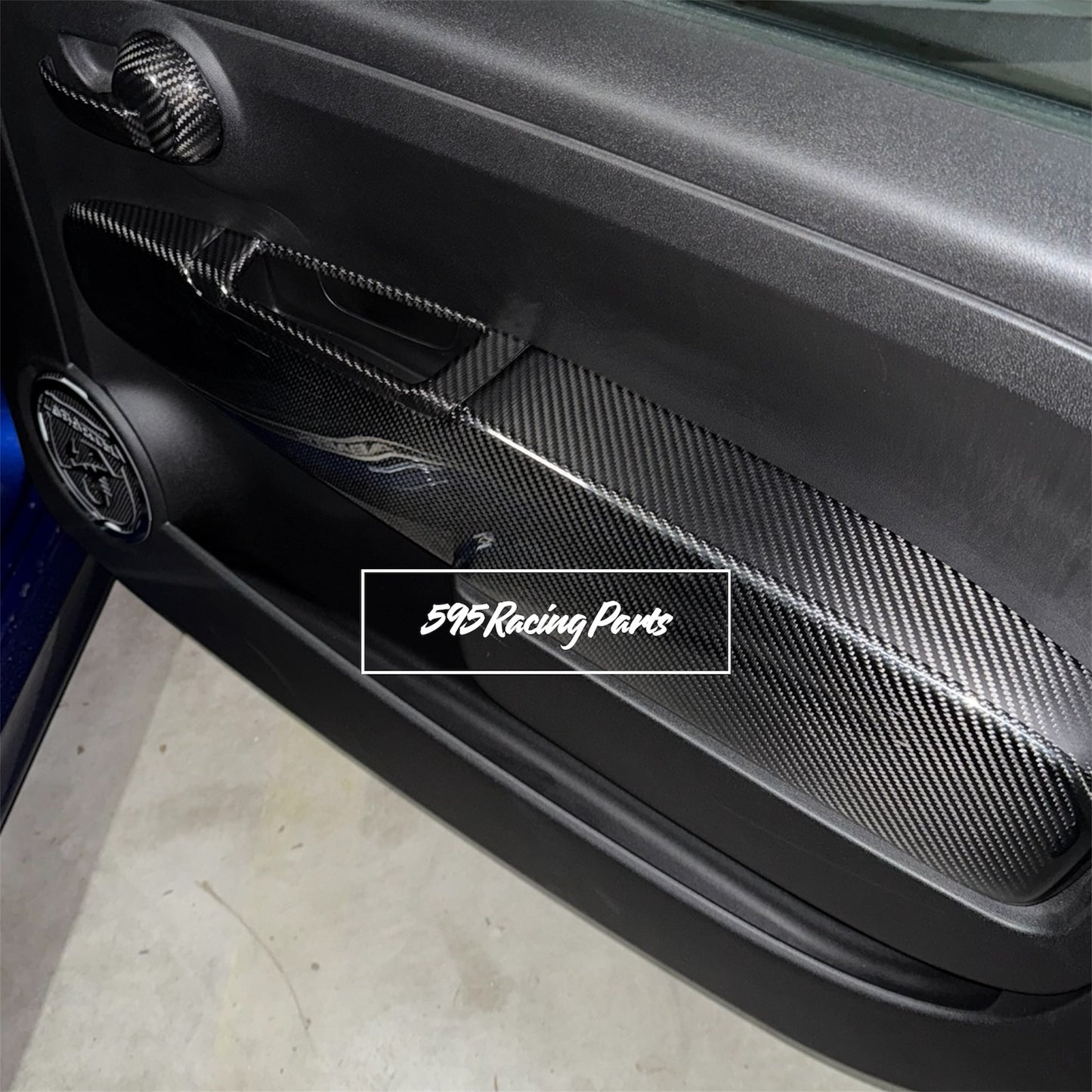Coppia Cover interno portiera in VERO CARBONIO Fiat 500 Abarth - 595 - 695