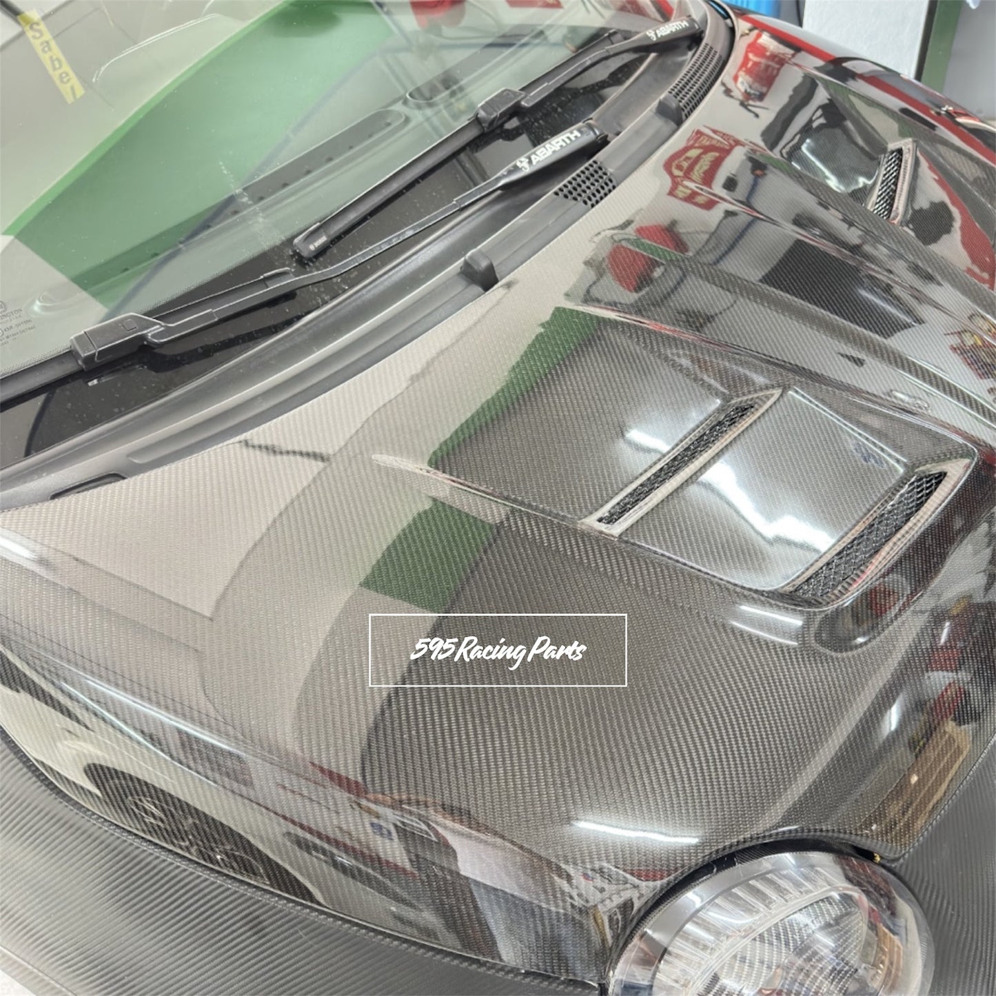 Cofano in VERO CARBONIO con prese d'aria Fiat 500 Abarth - 595 - 695