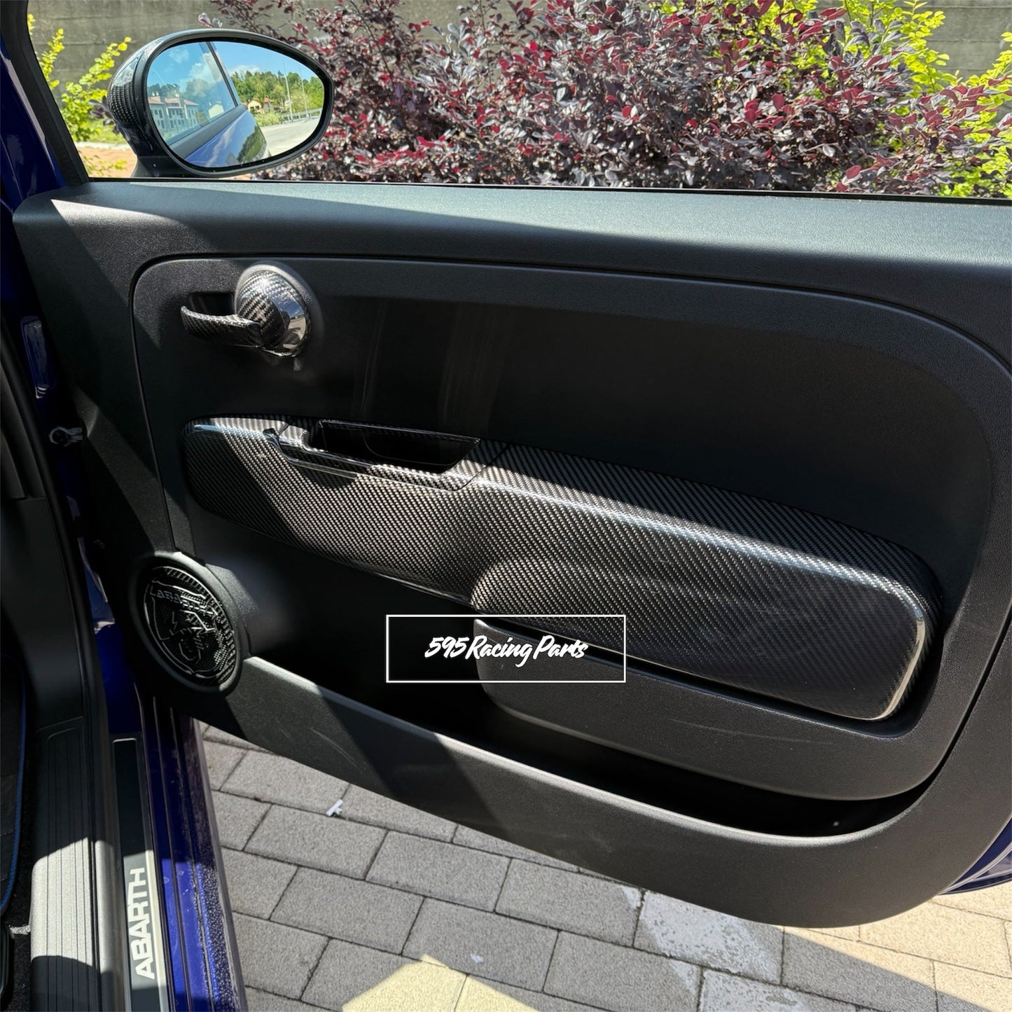 Coppia Cover interno portiera in VERO CARBONIO Fiat 500 Abarth - 595 - 695