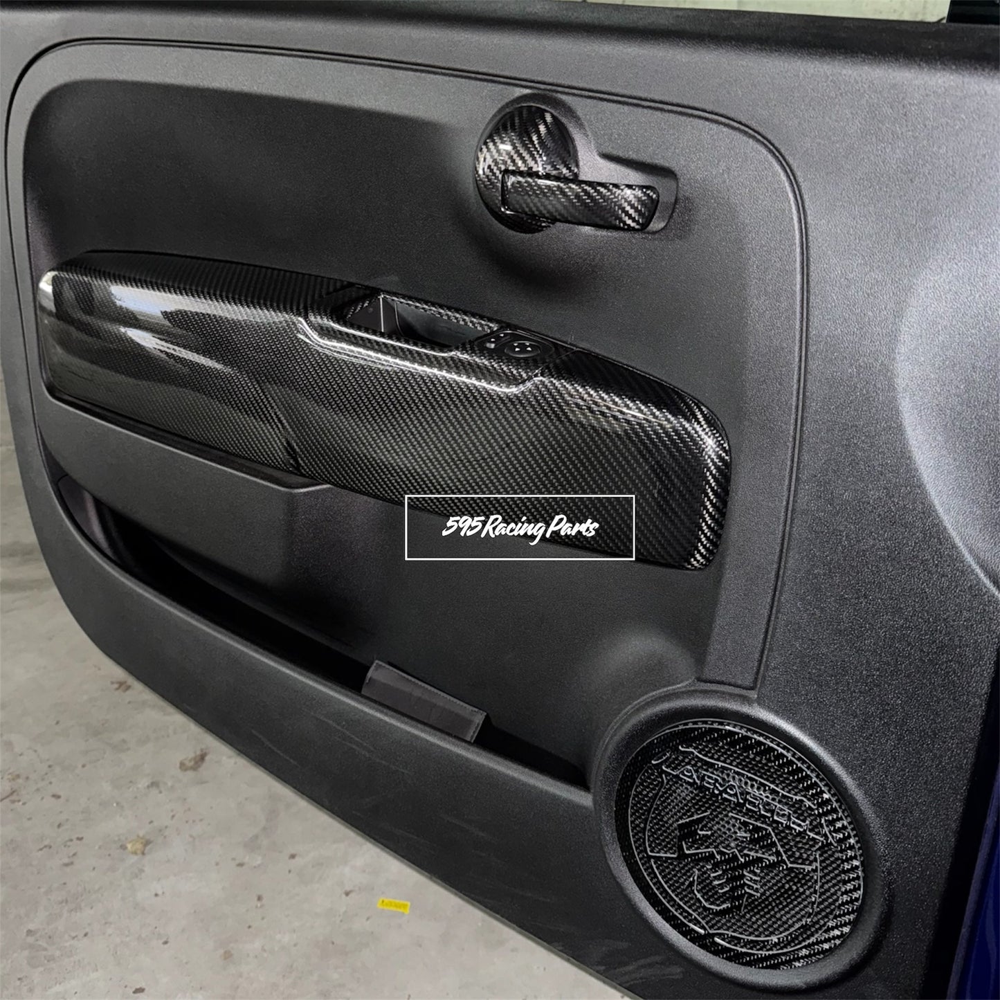 Coppia Cover interno portiera in VERO CARBONIO Fiat 500 Abarth - 595 - 695