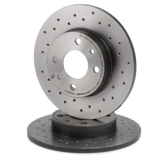 Set of 2 original Brembo rear perforated discs 240mm for Abarth 500 - 595 - 695
