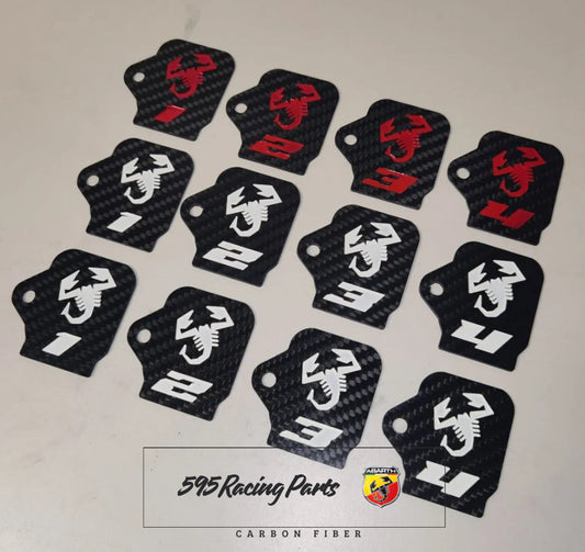 Copri bobina in vero carbonio personalizzati per vano motore TJET Fiat 500 Abarth